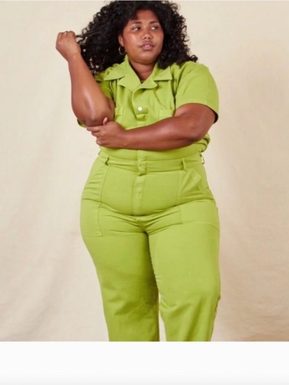 Lime Green Big Bud Press Short Sleeve Jumpsuit (Petite)